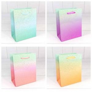 Подарочный пакет люкс бумажный 12х15х6 см Градиент с блестящими вкраплениями 440547