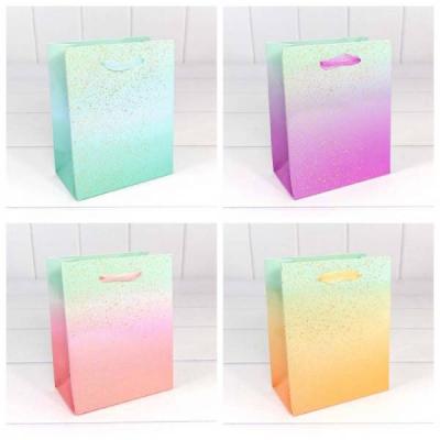 Подарочный пакет люкс бумажный 12х15х6 см Градиент с блестящими вкраплениями 440547