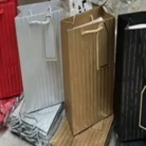Подарочный пакет люкс бумажный 12х36х10 см Под бутылку 58545