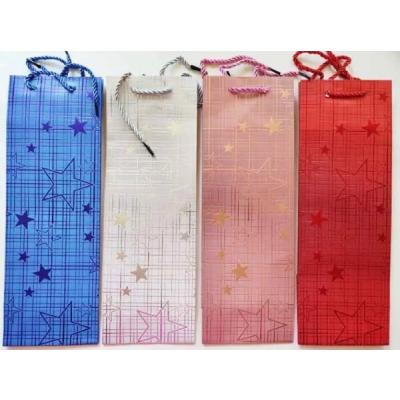 Подарочный пакет люкс бумажный 12х36х9 см Под бутылку 581366