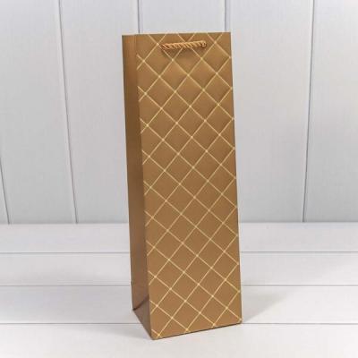 Подарочный пакет люкс бумажный 12х36х9 см Ромб бронзовый 445136