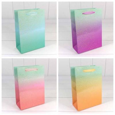 Подарочный пакет люкс бумажный 14х20х7 см Градиент с блестящими вкраплениями 440548