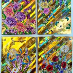 Подарочный пакет люкс бумажный 26х32х10 см Цветочки 58443