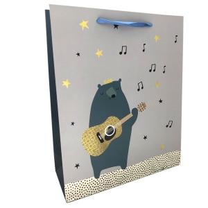 Подарочный пакет люкс бумажный 26х32х10 см Медведь 558337