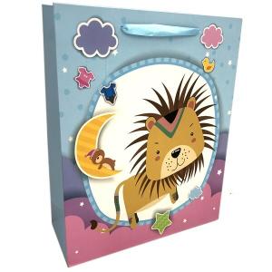 Подарочный пакет люкс бумажный 26х32х10 см Храбрый лев 558331