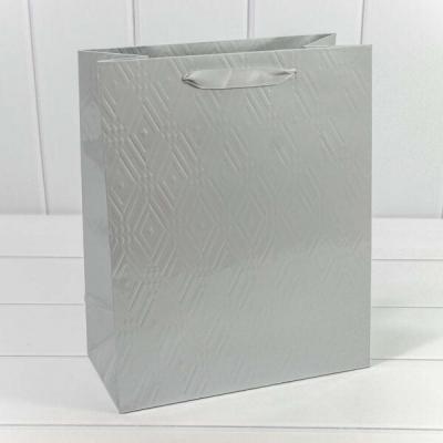 Подарочный пакет люкс бумажный 26х32х13 см Элегант серебро 441555