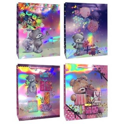 Подарочный пакет люкс бумажный 31х42х12 см Мишки 58459