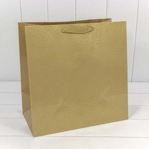 Подарочный пакет люкс бумажный 37х37х20 см Элегант золотой 447606