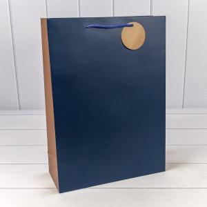 Подарочный пакет люкс бумажный матовый 30х41.5х12 см Серо-синий 441538