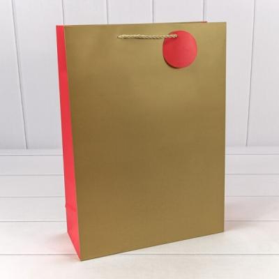 Подарочный пакет люкс бумажный матовый 30х41.5х12 см Золотой 441540