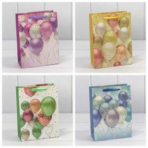 Подарочный пакет люкс бумажный с 3D аппликацией 18х24х9 см Воздушные шары 441305