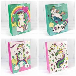 Подарочный пакет люкс бумажный с 3D аппликацией 32х45х15 см Единорог 440732