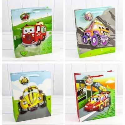 Подарочный пакет люкс бумажный с 3D аппликацией 32х45х15 см Машинка 440732
