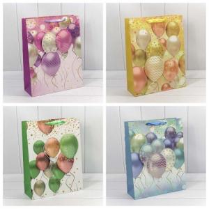 Подарочный пакет люкс бумажный с 3D аппликацией 32х45х15 см Воздушные шары 441307