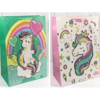 Подарочный пакет люкс бумажный с 3D аппликацией 42*62*25 см Единорог 440802