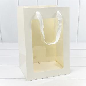 Подарочный пакет люкс бумажный с окошком 20х30х16 см Белый 447814