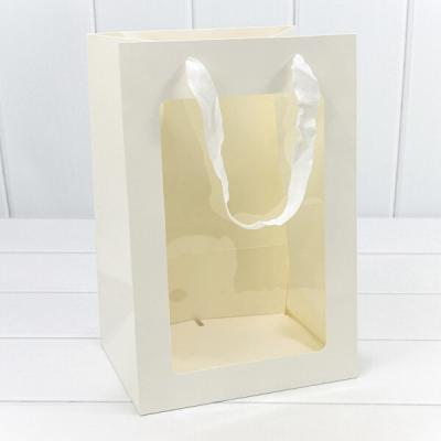 Подарочный пакет люкс бумажный с окошком 20х30х16 см Белый 447814