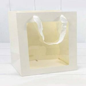 Подарочный пакет люкс бумажный с окошком 25х25х25 см Белый 441406