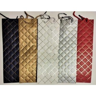 Подарочный пакет люкс бумажный с тиснением 12х37х10 см Под бутылку 58546