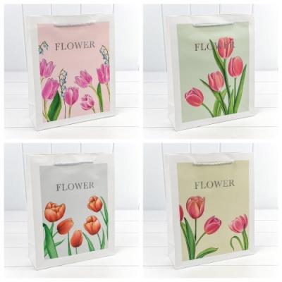Подарочный пакет люкс бумажный с тиснением 26*32*10 см Flower 445123