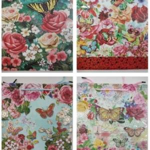 Подарочный пакет люкс бумажный с тиснением 26х32х10 см Цветы 58444