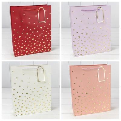 Подарочный пакет люкс бумажный с тиснением 26х32х12 см Сердечки (микс) 445144