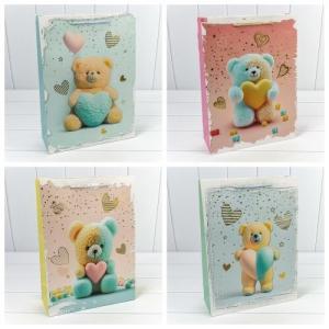 Подарочный пакет люкс бумажный с тиснением 30х41.5х12 см Мишки 441424