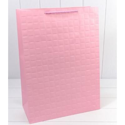 Подарочный пакет люкс бумажный с тиснением 40х55х20 см Квадраты розовый 449936