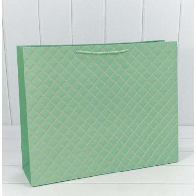 Подарочный пакет люкс бумажный с тиснением 55х40х15 см Ромб зеленый 449940