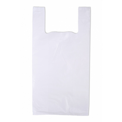 Полиэтиленовый пакет майка ПНД 11 мкм 26+14х48 см Однотонная белая 100 шт