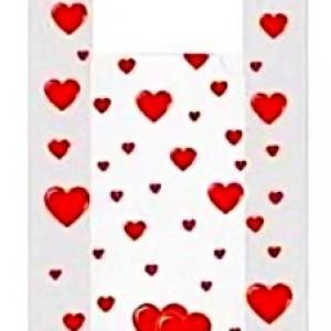 Полиэтиленовый пакет майка ПНД 14 мкм 28х50 см Сердечки 100 шт