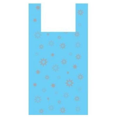 Полиэтиленовый пакет майка ПНД 15 мкм 33+16х53 см Звезды Синяя 100 шт