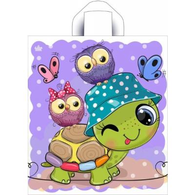 Полиэтиленовый пакет ПНД с петлевой ручкой 37 мкм 38х42 см Черепашка 50 шт