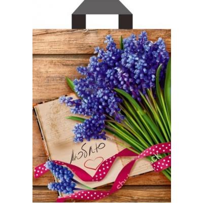 Полиэтиленовый пакет ПВД с петлевой ручкой 60 мкм 28х34 см Люблю 25 шт