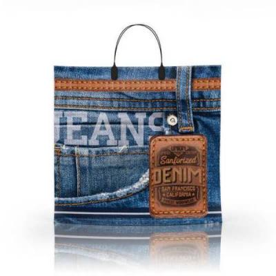 Полиэтиленовый пакет ПВД с пластиковой ручкой 80 мкм 36х34 см Джинс 10 шт