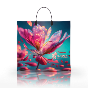 Полиэтиленовый пакет ПВД с пластиковой ручкой 80 мкм 36х34 см Фловер 10 шт