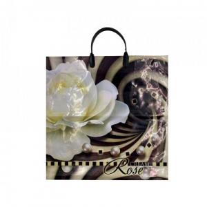 Полиэтиленовый пакет ПВД с пластиковой ручкой 80 мкм 36х34 см Крем Роза 10 шт