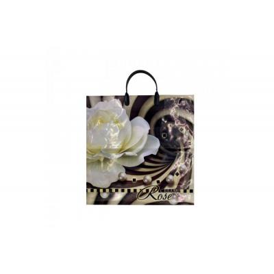 Полиэтиленовый пакет ПВД с пластиковой ручкой 80 мкм 36х34 см Крем Роза 10 шт
