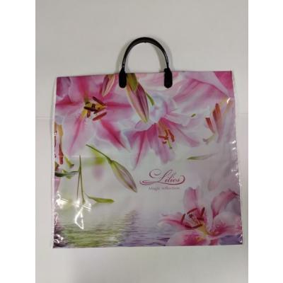 Полиэтиленовый пакет ПВД с пластиковой ручкой 80 мкм 36х34 см Лилия 10 шт