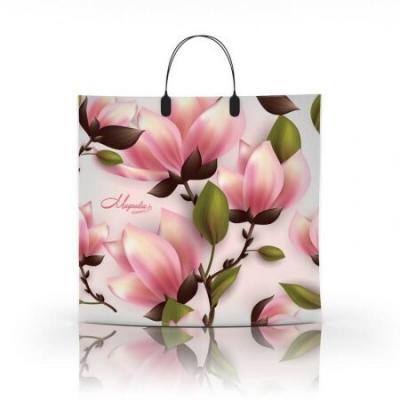 Полиэтиленовый пакет ПВД с пластиковой ручкой 80 мкм 36х34 см Магнолия 10 шт