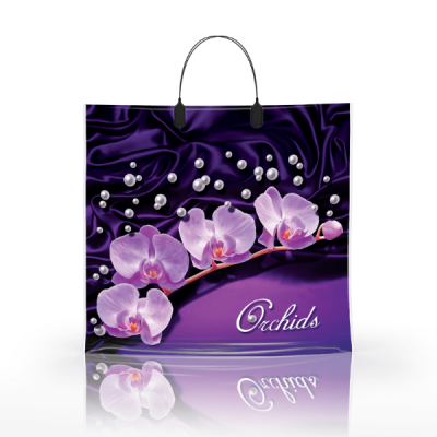 Полиэтиленовый пакет ПВД с пластиковой ручкой 80 мкм 36х34 см Орхидея 10 шт