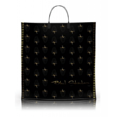 Полиэтиленовый пакет ПВД с пластиковой ручкой 80 мкм 40х40 см Клубника 10 шт