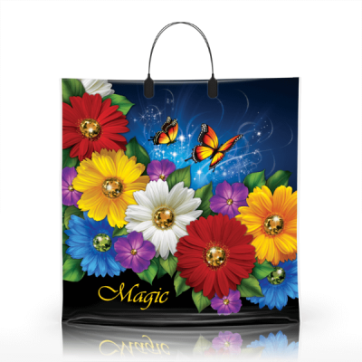 Полиэтиленовый пакет ПВД с пластиковой ручкой 80 мкм 40х40 см Волшебство 10 шт