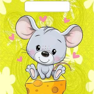 Полиэтиленовый пакет ПВД с прорубной ручкой 30 мкм 19х25 см Мышка на сыре 100 шт