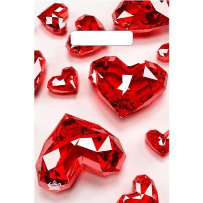 Полиэтиленовый пакет ПВД с прорубной ручкой 30 мкм 20х30 см Алые сердца 100 шт