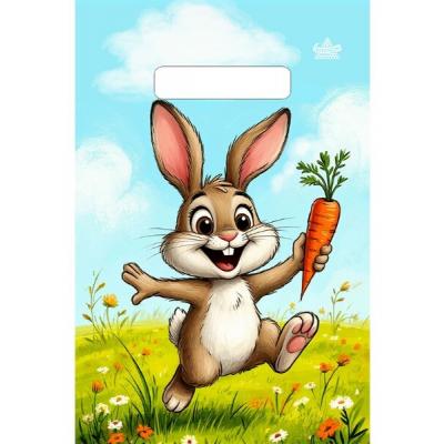 Полиэтиленовый пакет ПВД с прорубной ручкой 30 мкм 20х30 см Зайка и ежик 100 шт