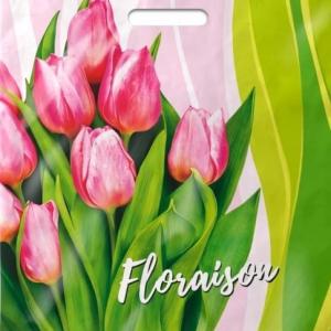 Полиэтиленовый пакет ПВД с прорубной ручкой 45 мкм 40х47 см Первые цветы 50 шт