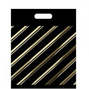 Полиэтиленовый пакет ПВД с прорубной ручкой 50 мкм 40х50 см Золотая полоса 50 шт