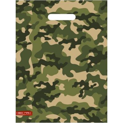 Полиэтиленовый пакет ПВД с прорубной ручкой 60 мкм 30х40 см Камуфляж 25 шт