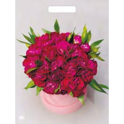 Полиэтиленовый пакет ПВД с прорубной ручкой 60 мкм 31х40 см Букет пионов 50 шт